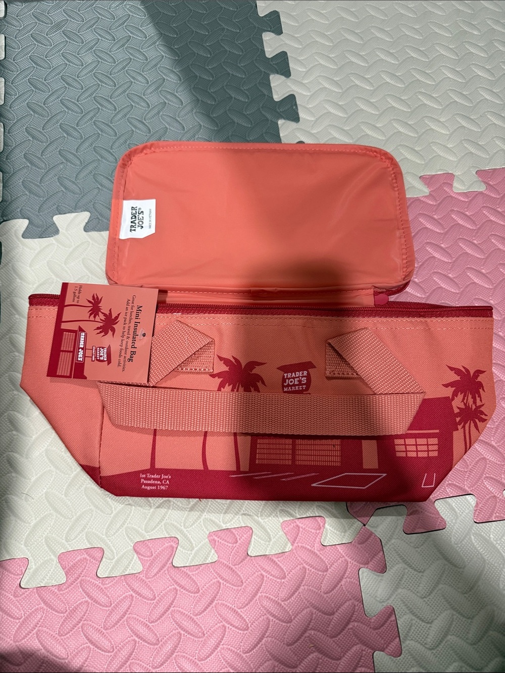 Trader Joe's Coral  mini Insulated bag / lunch tote
